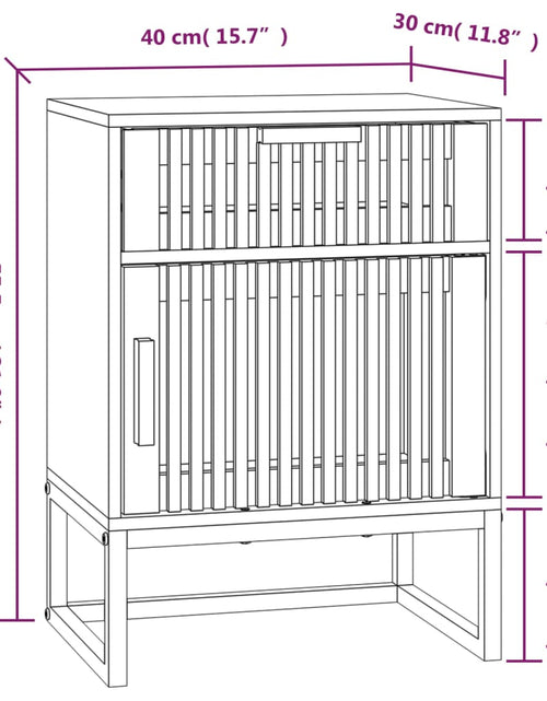 Încărcați imaginea în vizualizatorul Galerie, Dulap noptieră, negru, 40x30x55,5 cm, lemn prelucrat&amp;fier
