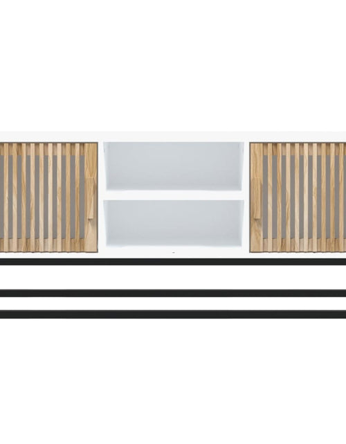 Загрузите изображение в средство просмотра галереи, Comodă TV, alb, 105x30x45 cm, lemn prelucrat &amp; fier
