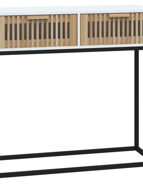 Загрузите изображение в средство просмотра галереи, Masă de consolă albă 80x30x75 cm din lemn de lemn și fier
