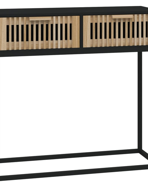 Загрузите изображение в средство просмотра галереи, Masă consolă, negru, 80x30x75 cm, lemn prelucrat și fier
