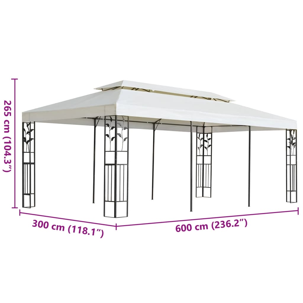 Pavilion cu acoperiș dublu, alb, 6x3 m, oțel - Lando