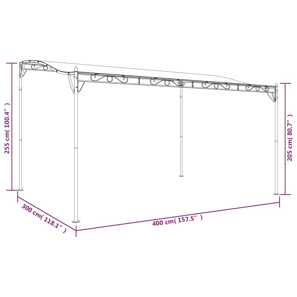 Baldachin, crem, 4x3 m 180 g/m², țesătură și oțel - Lando