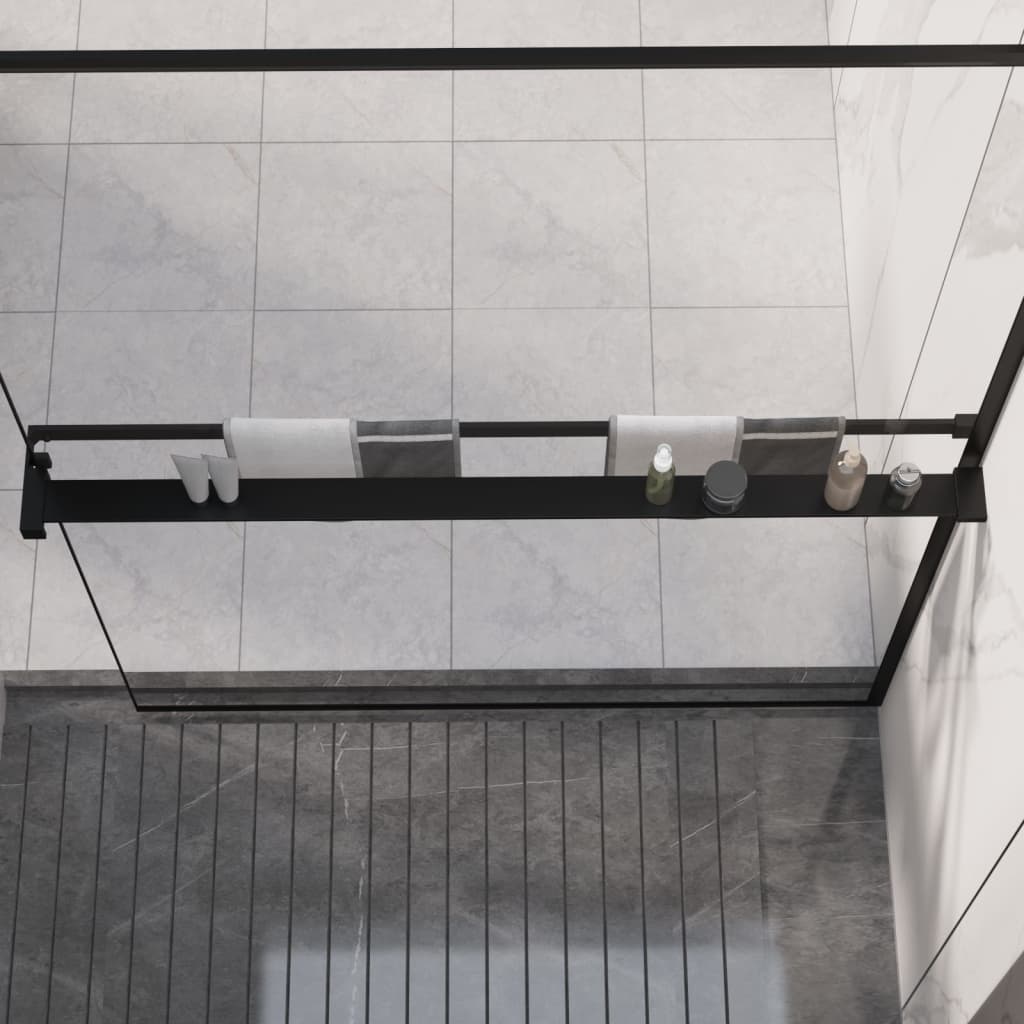Raft de duș pentru perete cabină de duș negru, 115 cm, aluminiu