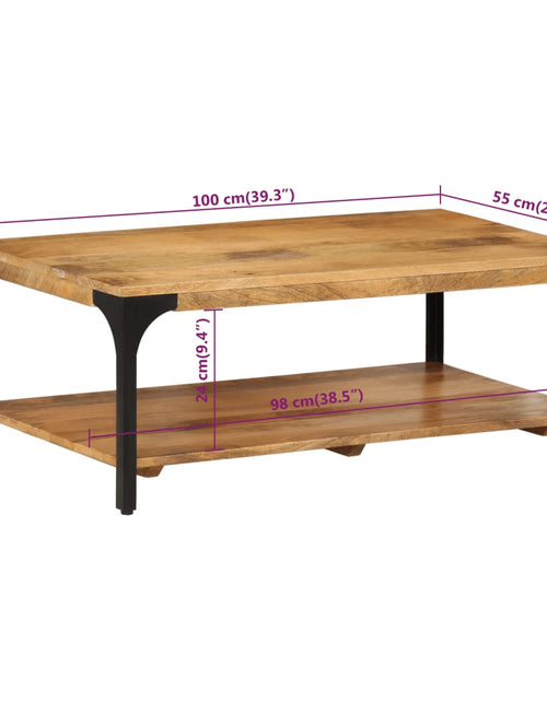 Загрузите изображение в средство просмотра галереи, Măsuță de cafea 2 straturi, 100x55x38 cm, lemn masiv mango/oțel
