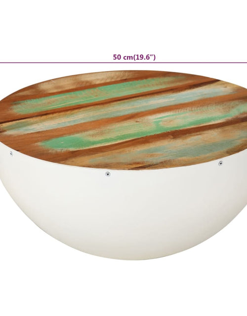 Загрузите изображение в средство просмотра галереи, Măsuță de cafea formă de bol alb Ø50x24 cm lemn masiv reciclat
