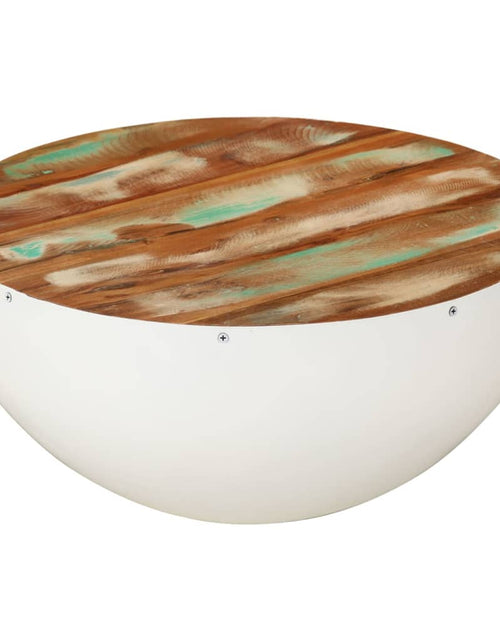 Загрузите изображение в средство просмотра галереи, Măsuță de cafea formă de bol alb Ø50x24 cm lemn masiv reciclat
