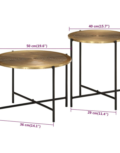 Загрузите изображение в средство просмотра галереи, Măsuțe de cafea, 2 buc., alamă și metal negru

