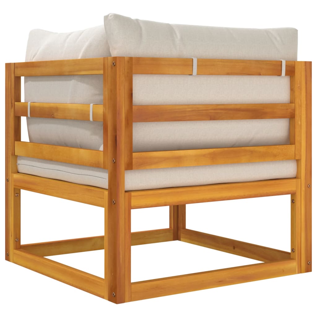 Canapea de colț modulară, perne gri deschis, lemn masiv acacia