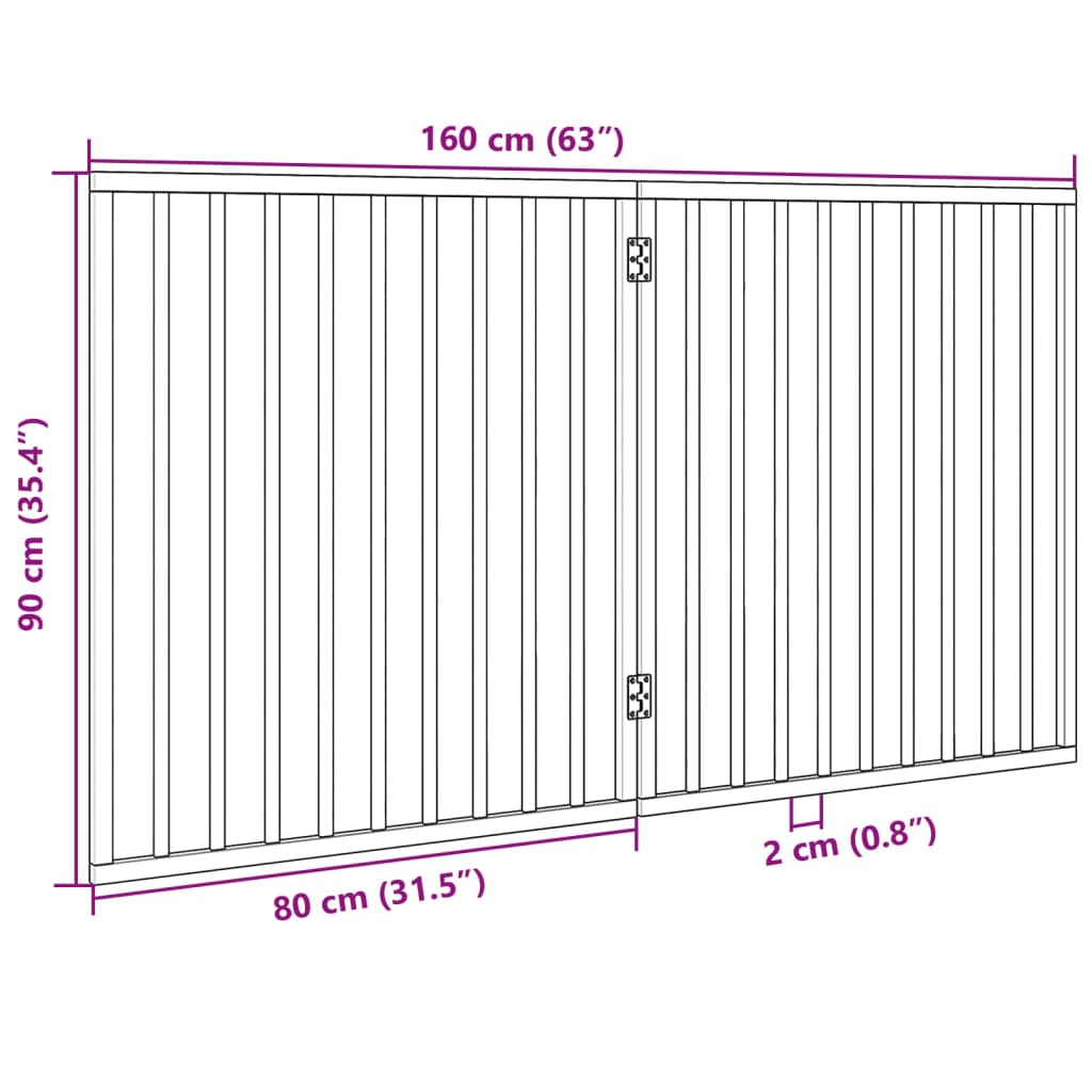 Poartă pentru câini pliabilă, 2 panouri, 160 cm, lemn de plop