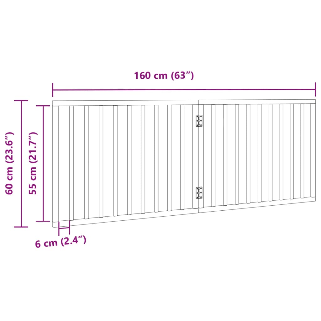 Poartă pentru câini pliabilă 2 panouri negru, 160 cm, lemn plop