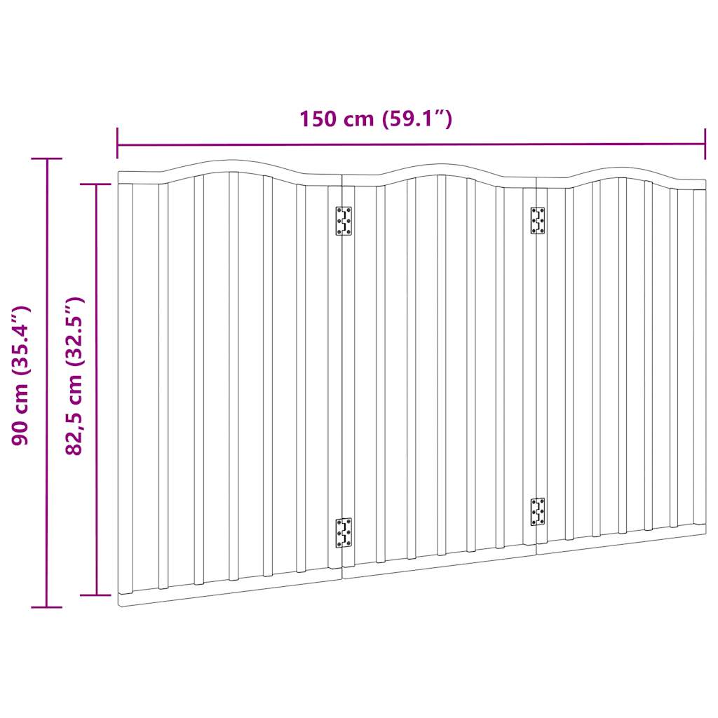 Poartă de câini pliabilă 3 panouri stejar maro 150 cm lemn plop