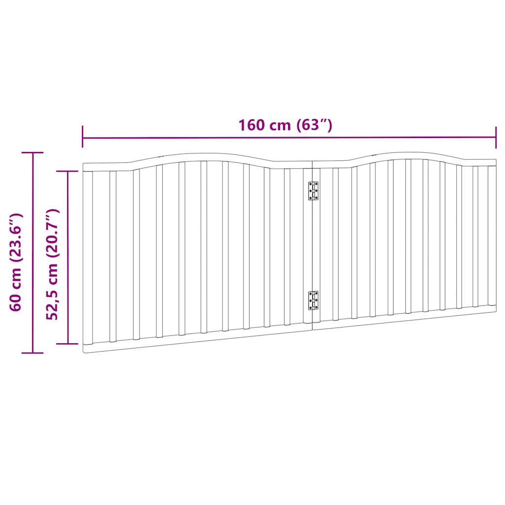 Poartă pentru câini pliabilă 2 panouri maro, 160 cm, lemn plop