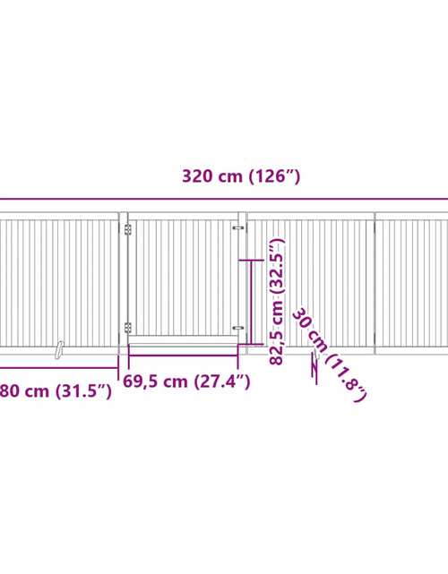 Загрузите изображение в средство просмотра галереи, Poartă de câini pliabilă cu ușă, 4 panouri, 320 cm, lemn plop
