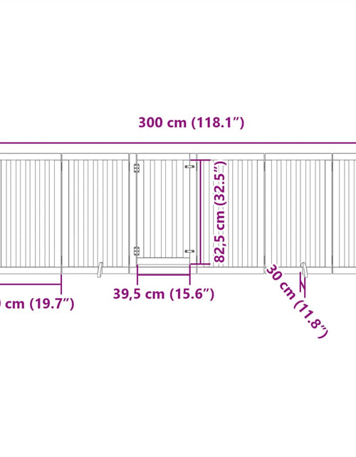 Încărcați imaginea în vizualizatorul Galerie, Poartă câini pliabilă cu ușă, 6 panouri, alb, 300 cm, lemn plop
