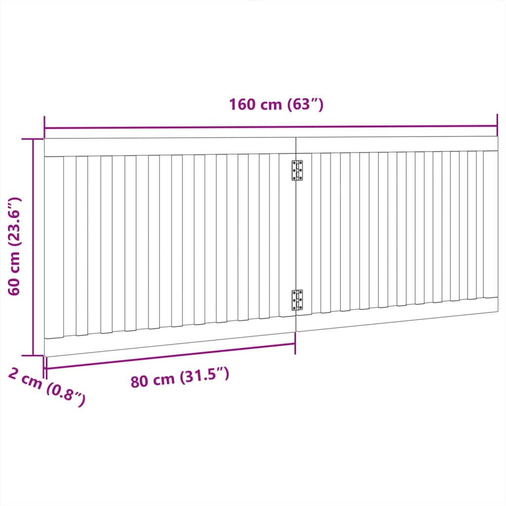 Poartă pentru câini pliabilă, 2 panouri, alb, 160 cm, lemn plop