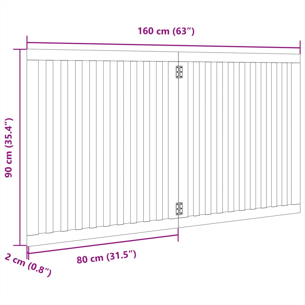 Poartă pentru câini pliabilă, 2 panouri, alb, 160 cm, lemn plop