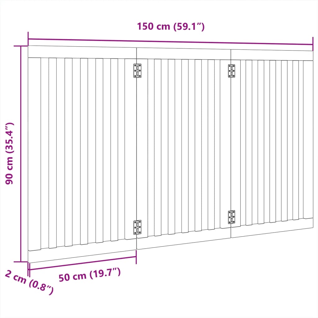 Poartă pentru câini pliabilă 3 panouri maro, 150 cm, lemn plop