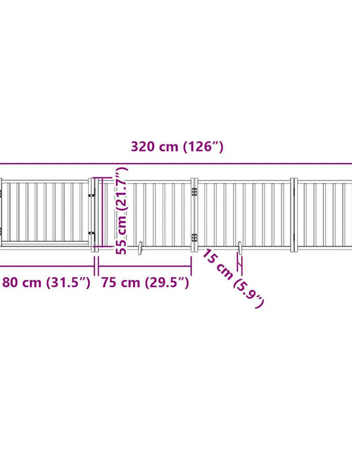 Загрузите изображение в средство просмотра галереи, Poartă câini pliabilă cu ușă 4 panouri, 320 cm, lemn masiv brad

