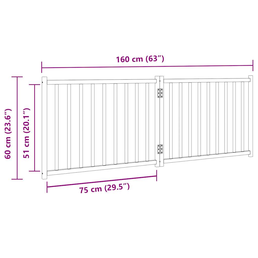 Poartă de câini pliabilă 2 panouri stejar maro 160 cm lemn brad