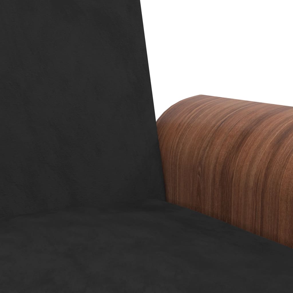 Canapea extensibilă cu suporturi de pahare, negru, catifea - Lando