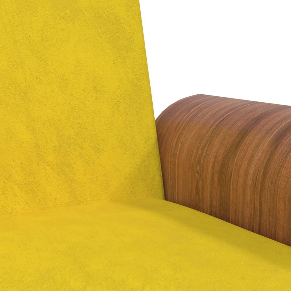 Canapea extensibilă cu suporturi de pahare, galben, catifea - Lando