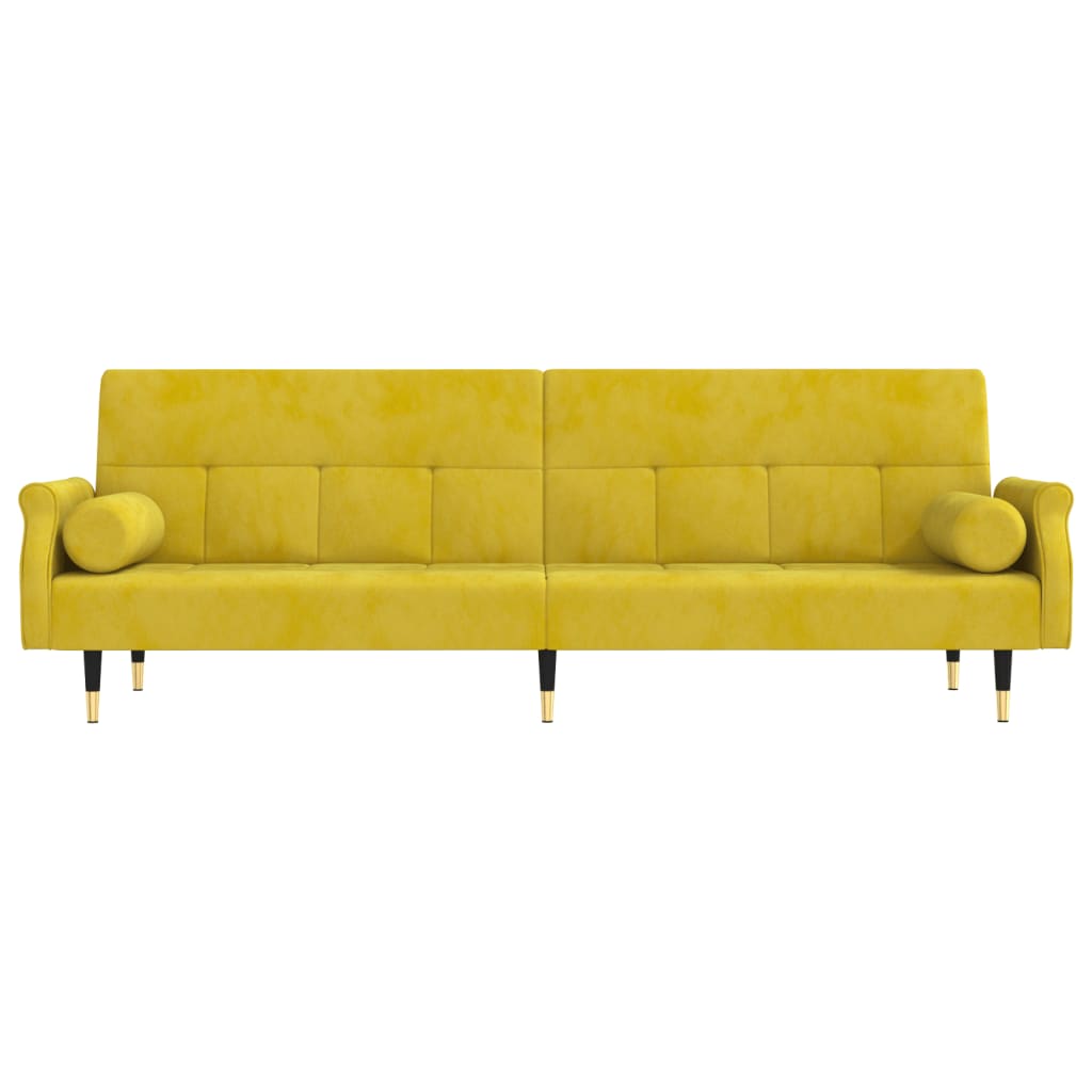 Canapea extensibilă cu perne, galben, catifea