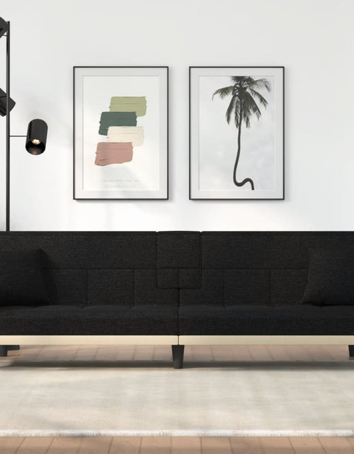 Încărcați imaginea în vizualizatorul Galerie, Canapea extensibilă cu suporturi de pahare, negru, textil - Lando
