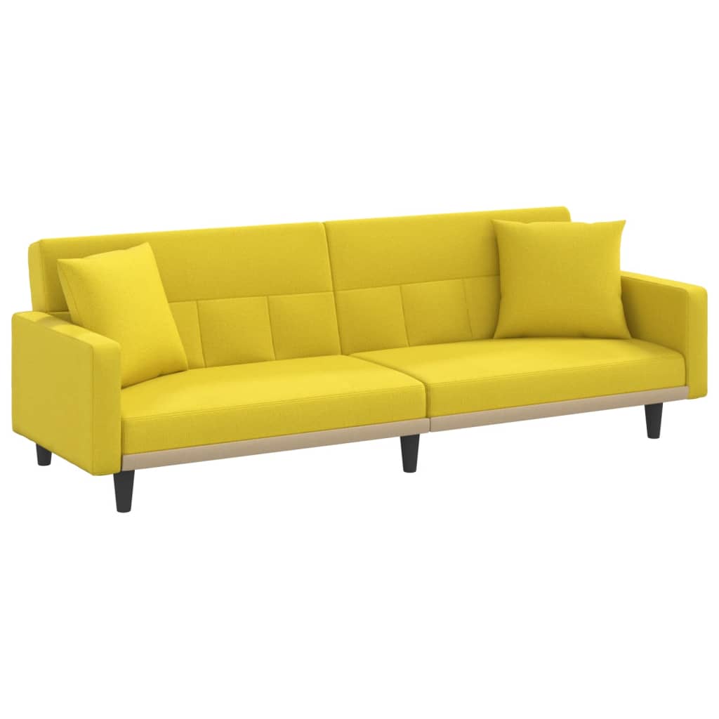Canapea extensibilă, cu perne, galben deschis, textil