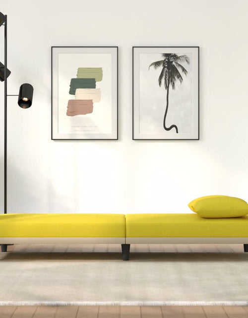 Încărcați imaginea în vizualizatorul Galerie, Canapea extensibilă, cu perne, galben deschis, textil
