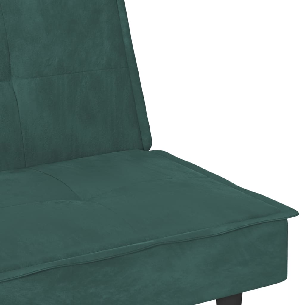 Canapea extensibilă cu suporturi de pahar verde închis, catifea