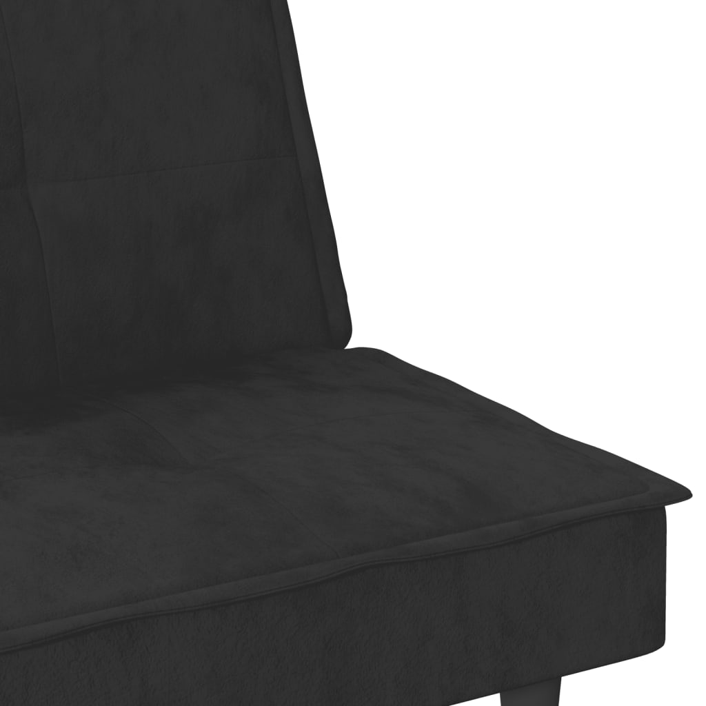 Canapea extensibilă cu suporturi de pahare, negru, catifea