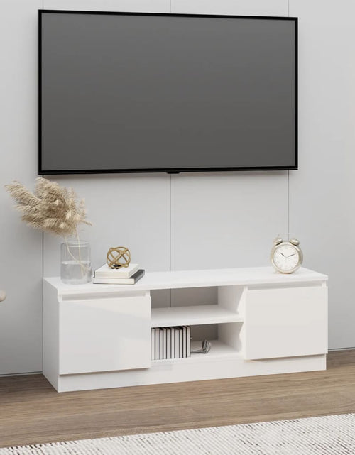 Загрузите изображение в средство просмотра галереи, Comodă TV cu ușă, alb, 102x30x36 cm - Lando
