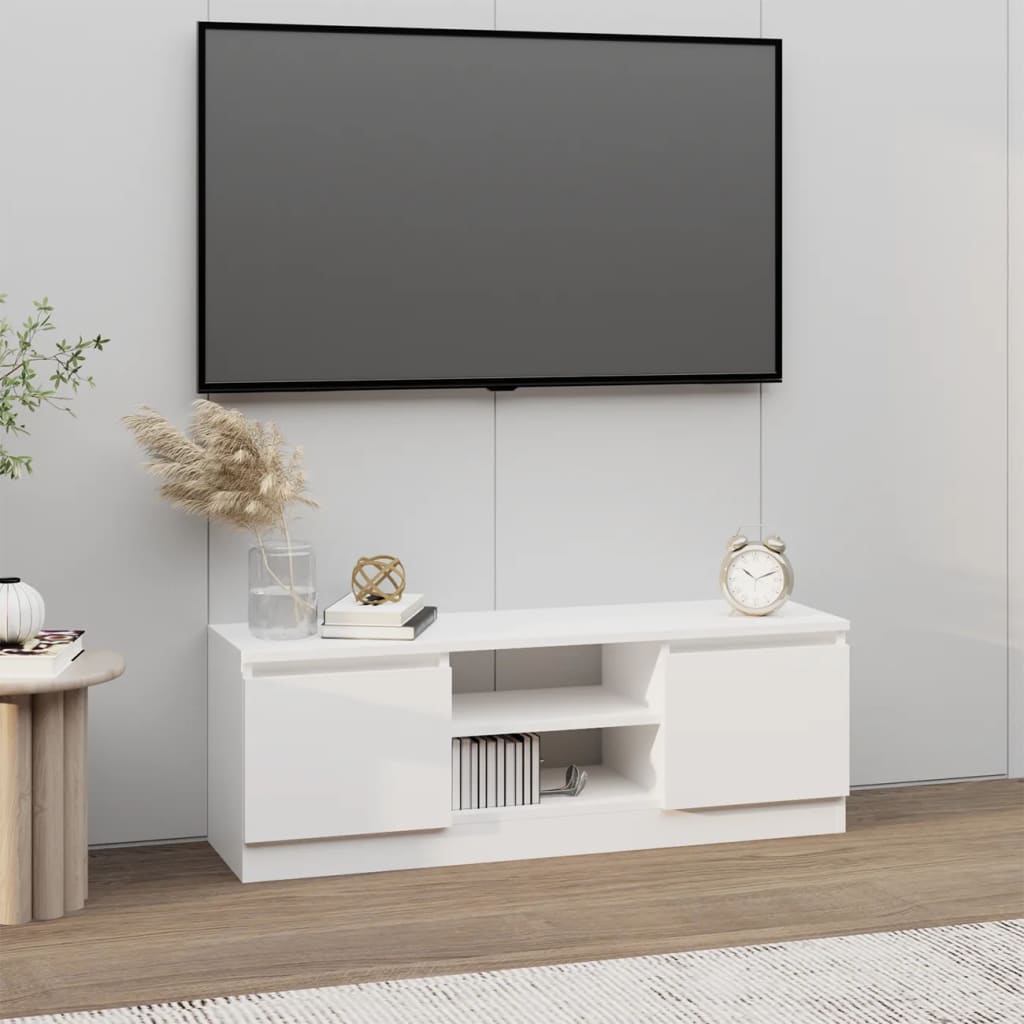 Comodă TV cu ușă, alb, 102x30x36 cm - Lando