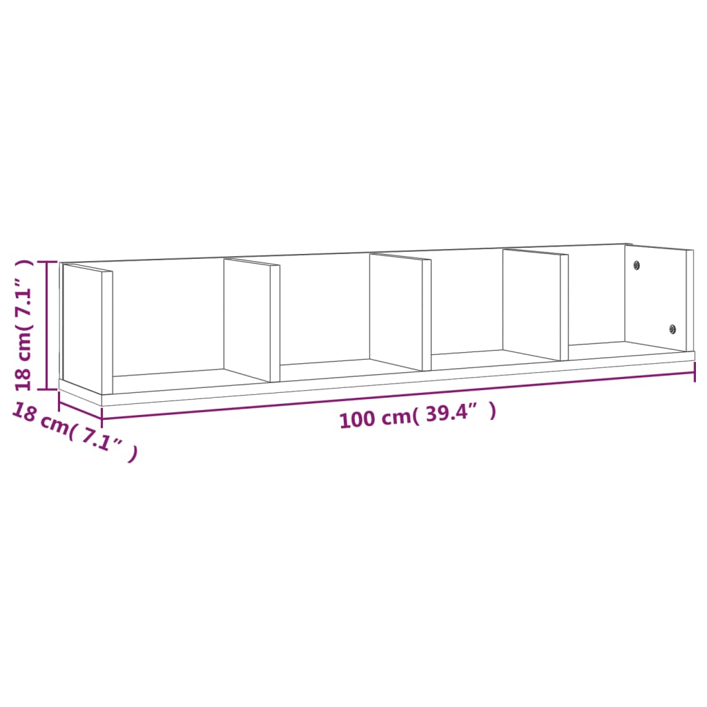 Raft de perete CD-uri, stejar maro, 100x18x18 cm lemn prelucrat