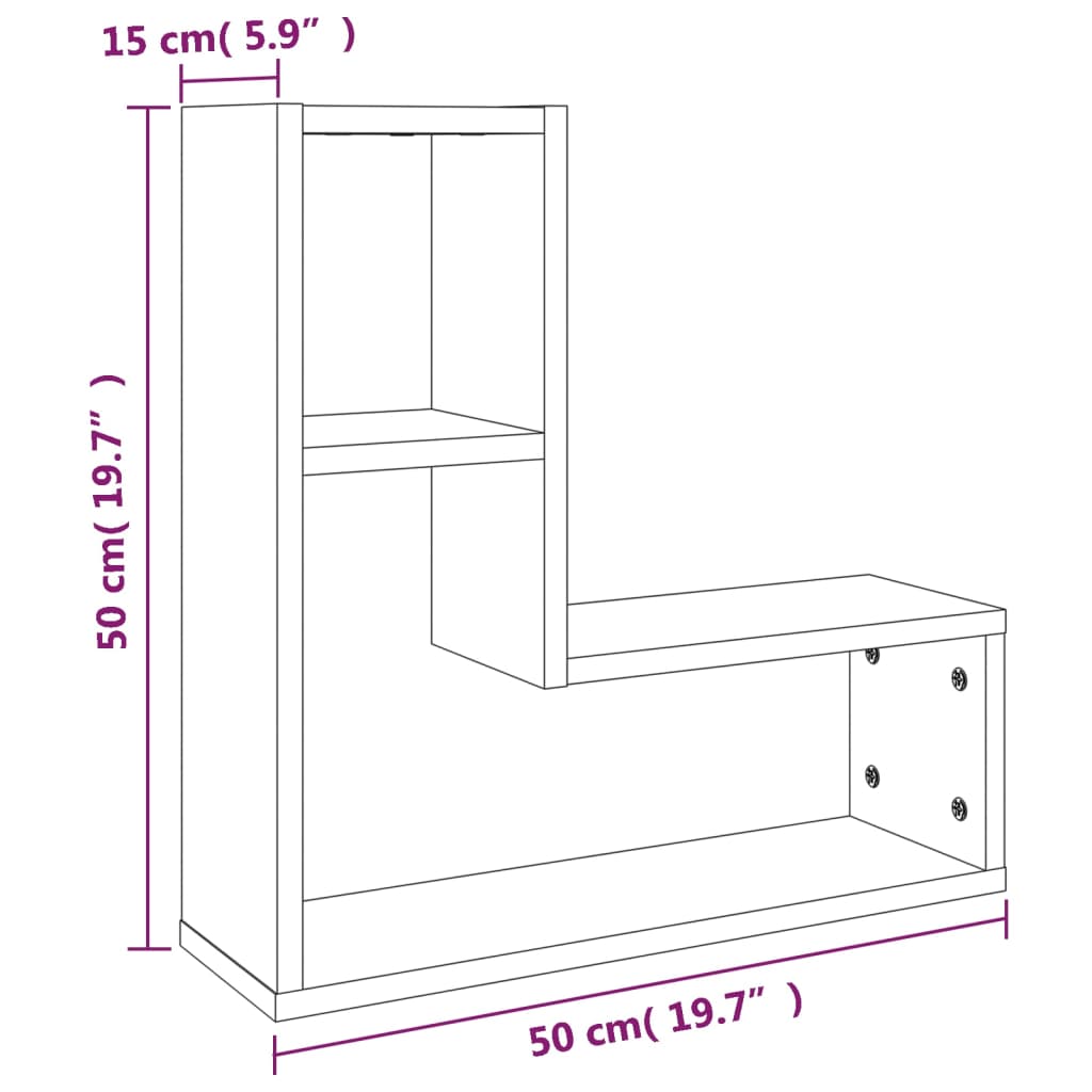 Rafturi de perete, 2 buc., gri sonoma, 50x15x50 cm, lemn