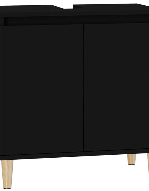 Încărcați imaginea în vizualizatorul Galerie, Dulap de chiuvetă, negru, 58x33x60 cm, lemn prelucrat
