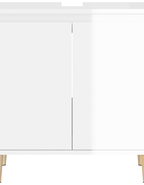 Загрузите изображение в средство просмотра галереи, Dulap de chiuvetă, alb extralucios, 58x33x60 cm, lemn prelucrat
