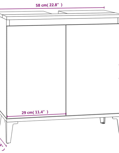 Загрузите изображение в средство просмотра галереи, Dulap de chiuvetă, stejar fumuriu, 58x33x60 cm, lemn prelucrat
