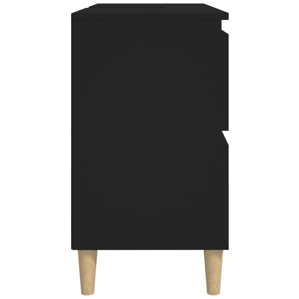 Dulap de chiuvetă, negru, 80x33x60 cm, lemn prelucrat