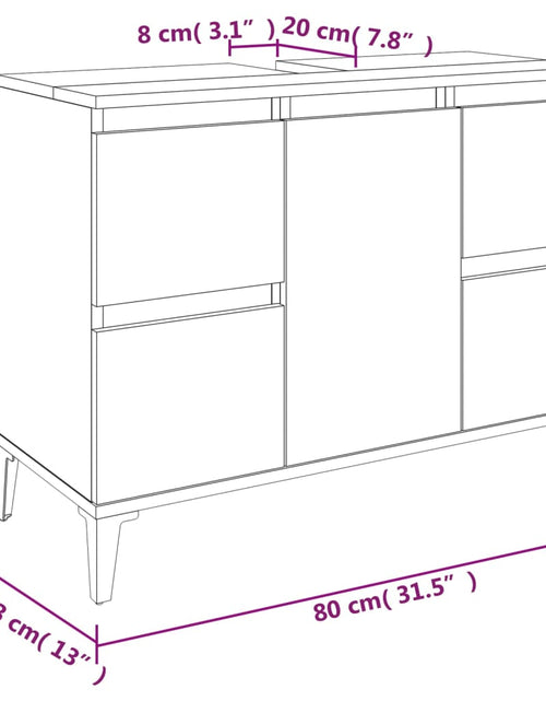Încărcați imaginea în vizualizatorul Galerie, Dulap de chiuvetă, stejar afumat, 80x33x60 cm, lemn prelucrat
