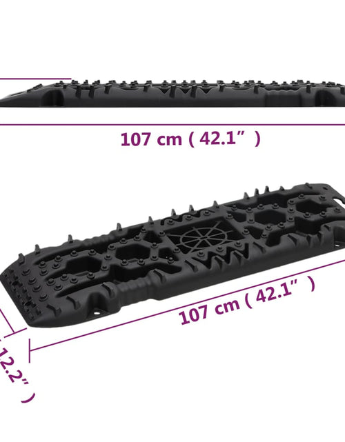 Încărcați imaginea în vizualizatorul Galerie, Plăci de tracțiune, 2 buc., negru, 107x31x7 cm, nailon
