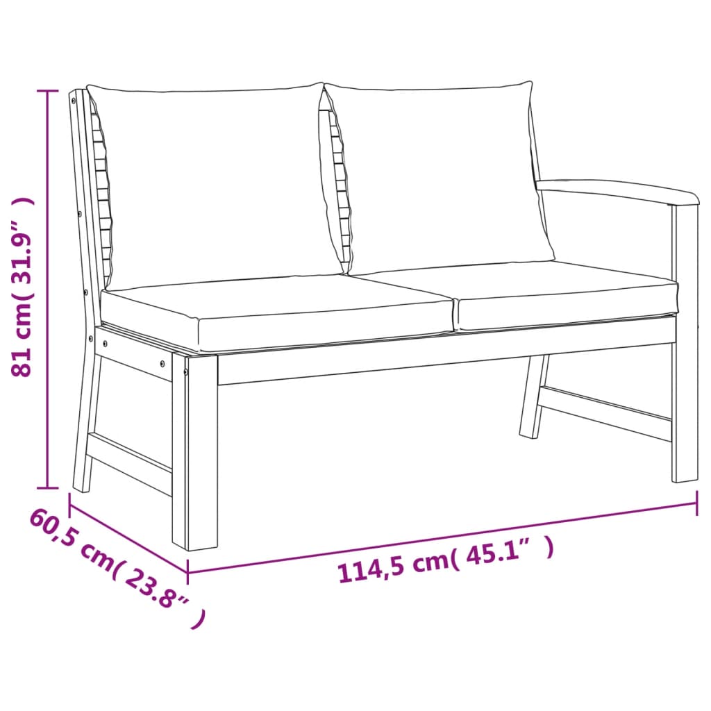 Set mobilier de grădină cu perne, 4 piese, lemn masiv de acacia