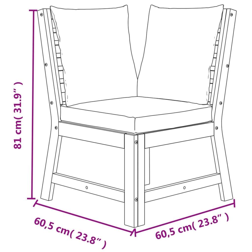 Set mobilier de grădină cu perne, 4 piese, lemn masiv de acacia