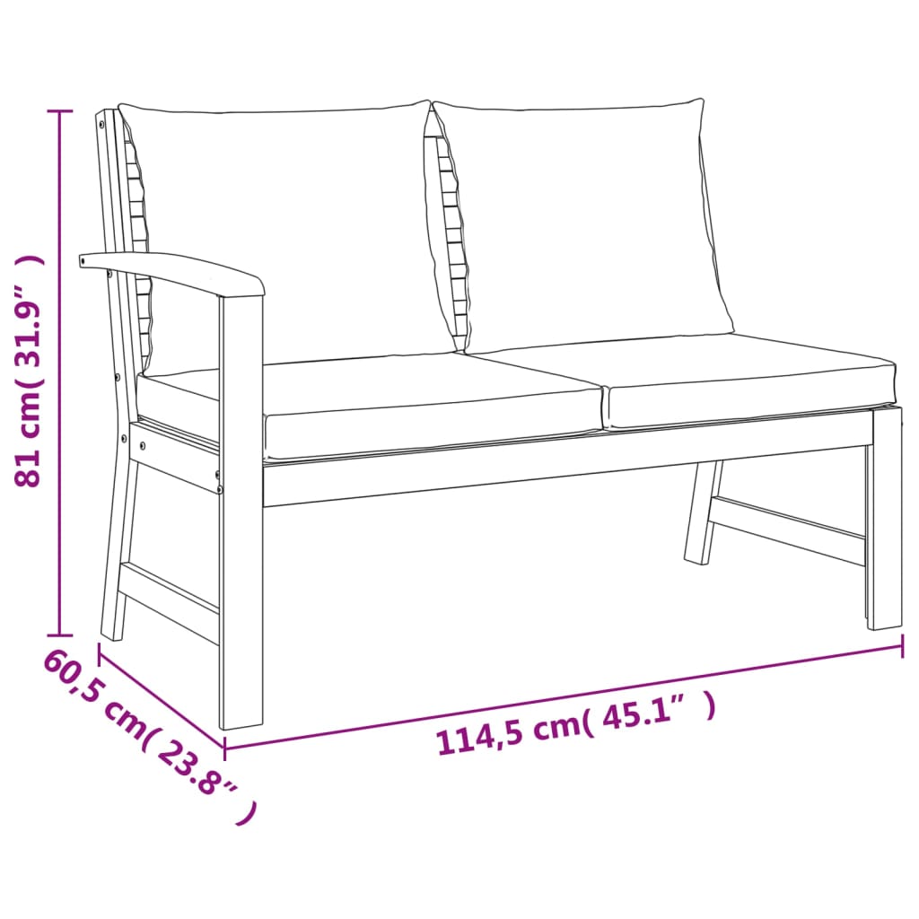 Set mobilier grădină cu perne, 6 piese, lemn masiv acacia