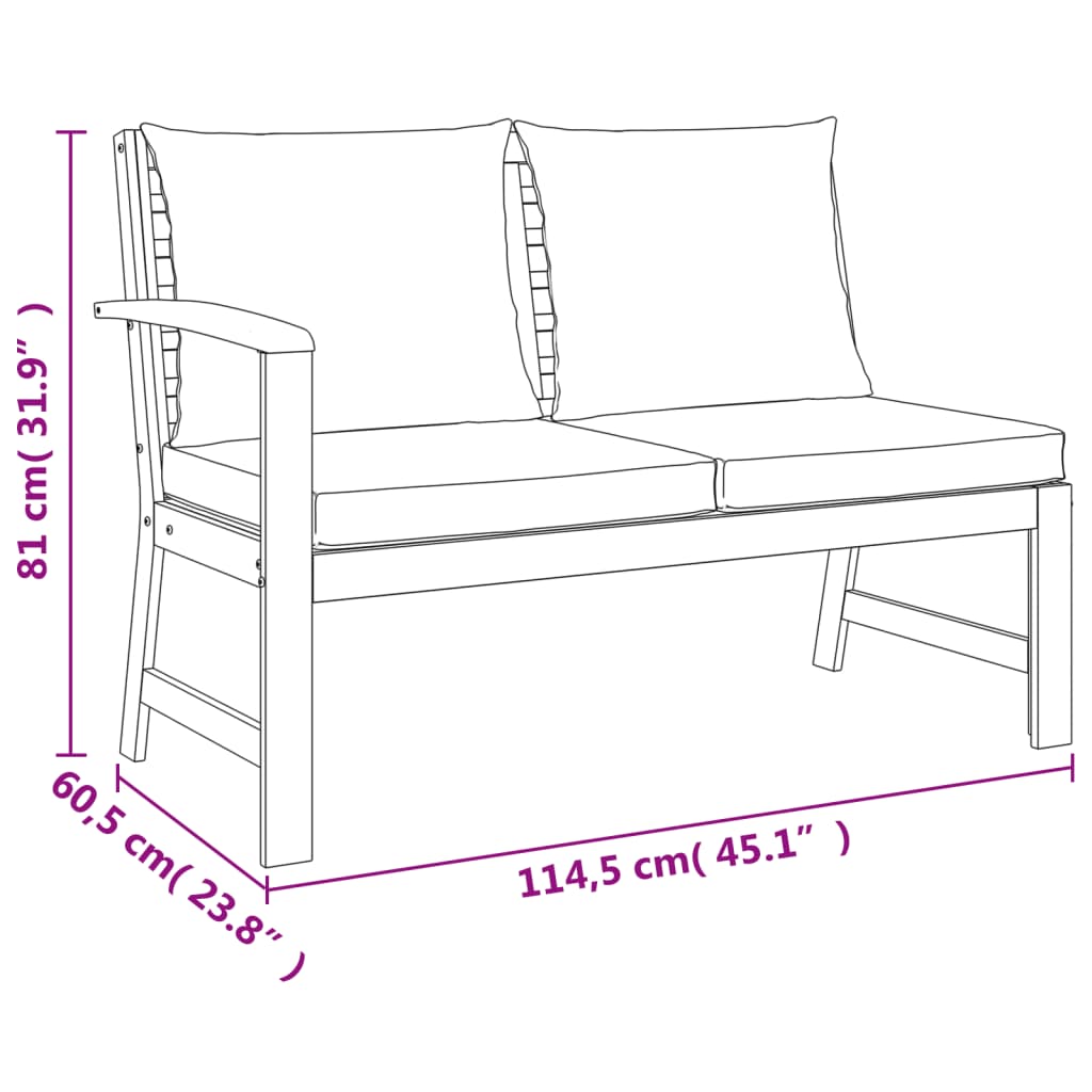 Set mobilier de grădină cu perne, 5 piese, lemn masiv de acacia