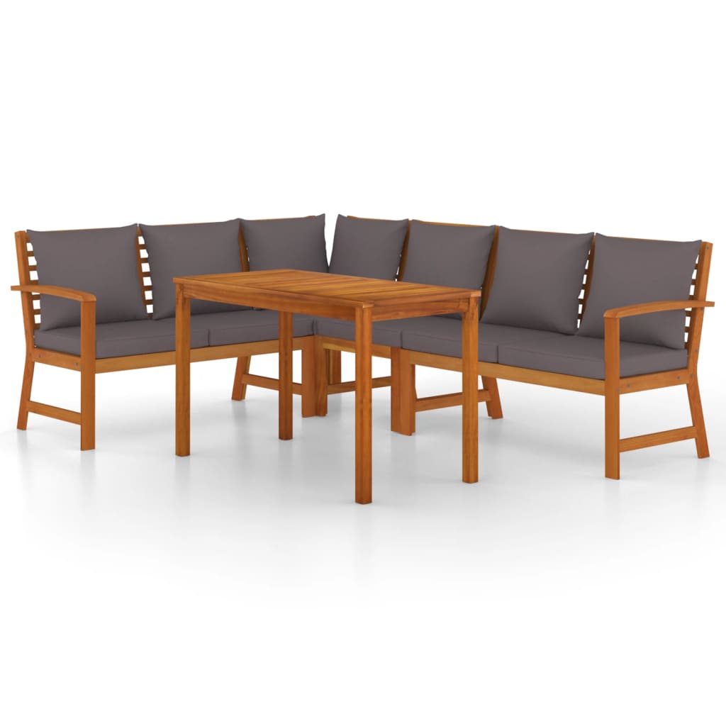 Set mobilier de grădină cu perne, 5 piese, lemn masiv de acacia