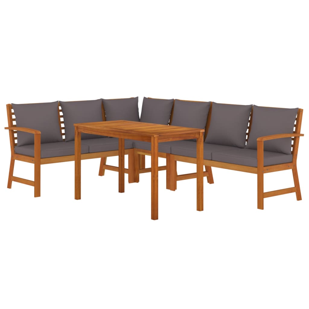 Set mobilier de grădină cu perne, 5 piese, lemn masiv de acacia