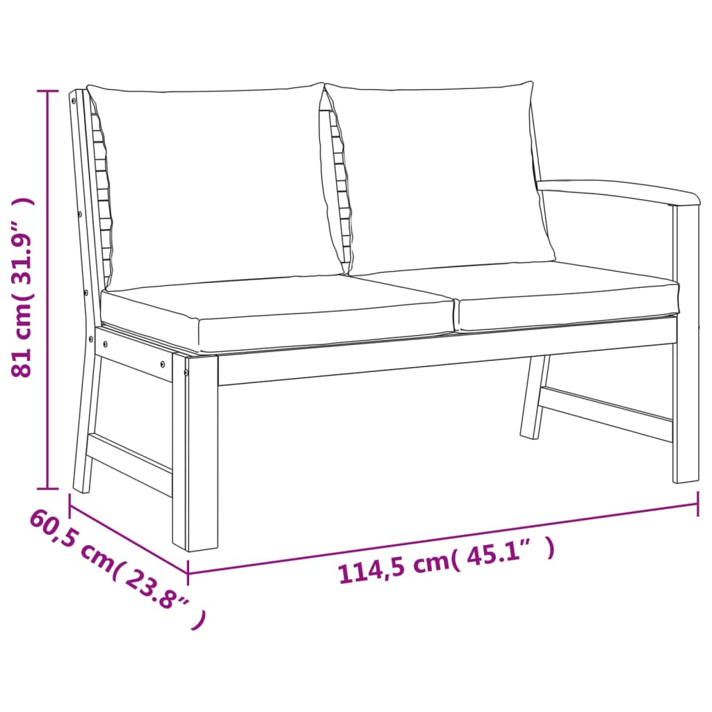 Set mobilier de grădină cu perne, 7 piese, lemn masiv de acacia