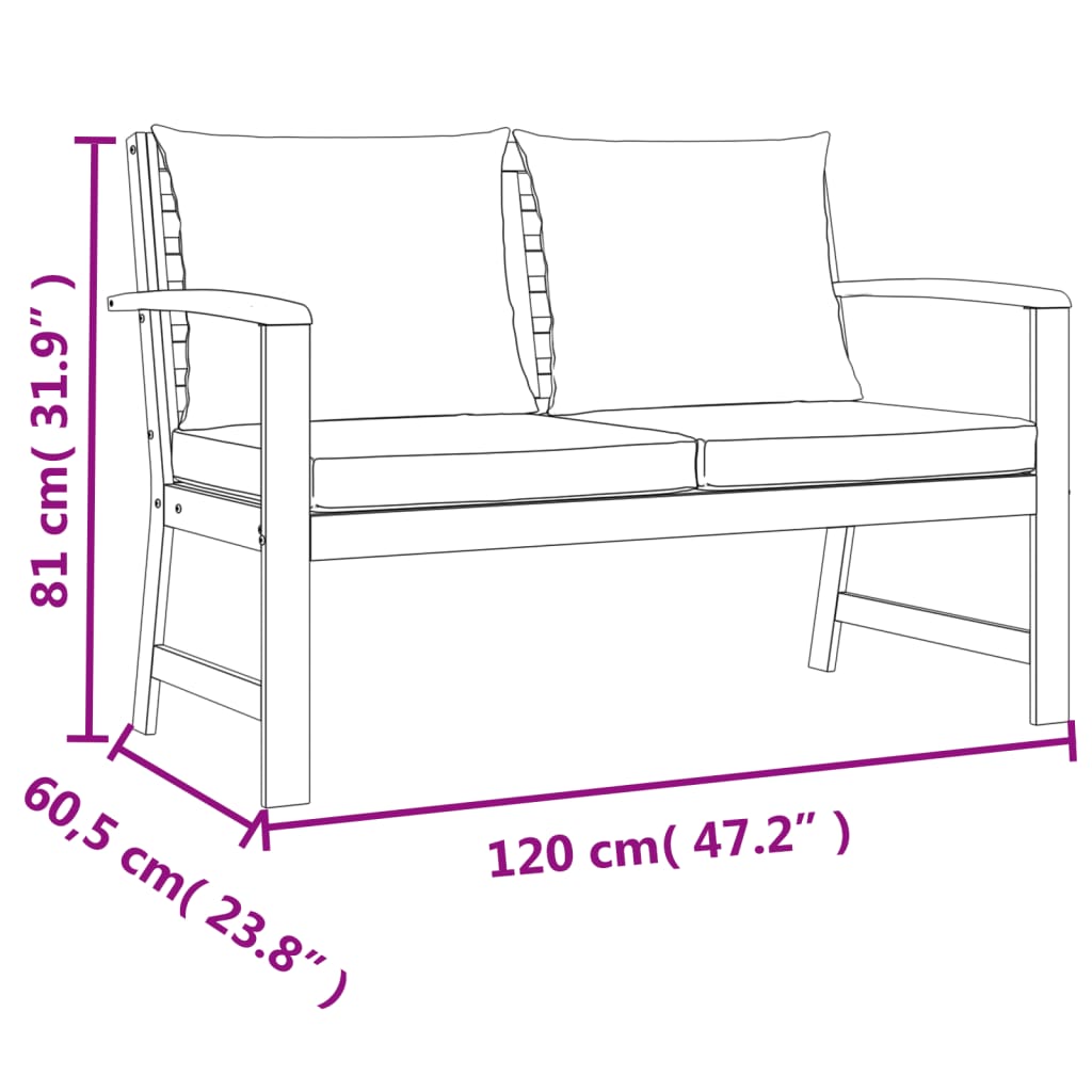 Set mobilier de grădină cu perne, 4 piese, lemn masiv de acacia