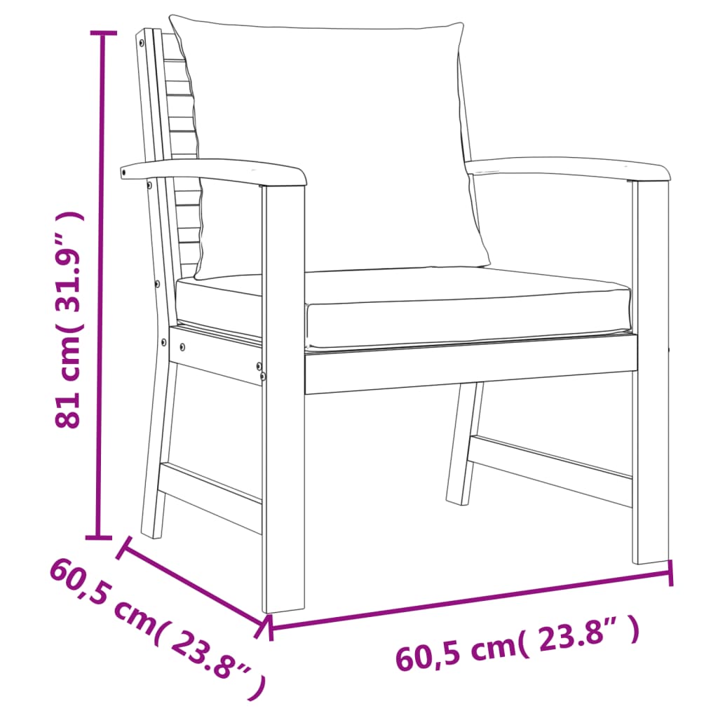 Set mobilier de grădină cu perne, 4 piese, lemn masiv de acacia